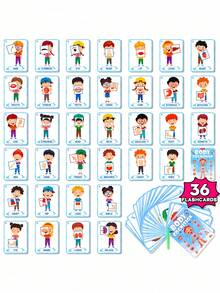 Zazumi 1SET Early Learning Flash Cards For Toddlers Preschool Educational Toys Cognitive Development Activity Games Attention Span Training With Cute Cartoon Images Home Classroom Teaching Aid - Multicolor - View 11