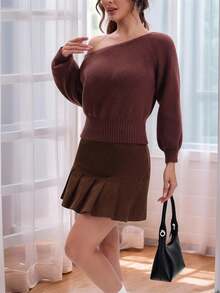 INAWLY Pull à manches raglan de couleur unie pour femmes, automne