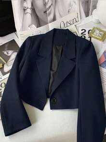 Franclia Petite Áo khoác Blazer tay ngắn, trang phục công sở, xuân/hè - Màu xanh hải quân - Xem 1