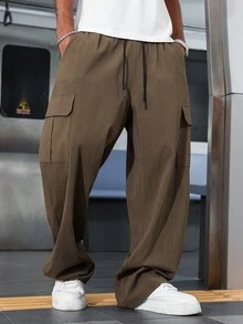 Manfinity Hypemode Pantaloni cargo casual da uomo, con coulisse, colore tinta unita, autunno