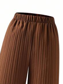 Sparklyn 2pcs/Set Teen GirlCasual Camisole Top And Wide Leg Pants Set, Woven Fabric, Elastic Waist, Summer