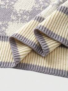 ROMWE MEN Casual Áo len họa tiết kẻ caro thu đông cho nam - Màu vàng - Xem 5