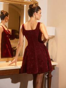 Poéselle 女式无袖长款水钻装饰连衣裙 - 紅色 - 查看 5