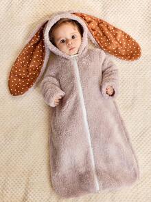 Cozy Pixies 1 pieza Saco de dormir de bebé suave y acogedor con diseño de orejas de conejo - Gris Claro - Ver 3