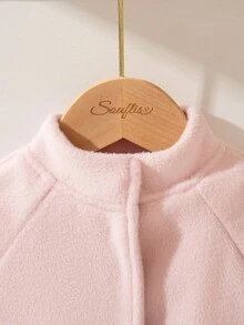 SHEIN Baby Girl Fashionable Versatile Faux Fur Patchwork Long Sleeve Overcoat, Suitable For Autumn/Winter, Indoor, Outdoor, Daily Wear Fall - Pink - View 7