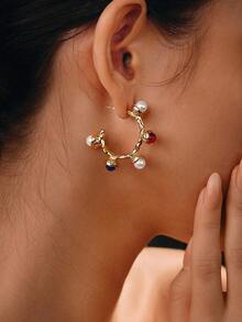 Glisma Hoa tai đính đá thời trang thanh lịch mạ vàng 18K dành cho nữ - Vàng - Xem 1
