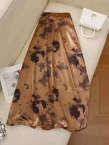Modelyn Plus Size Women Elegant Coated Umbrella Skirt - Gold - View 1