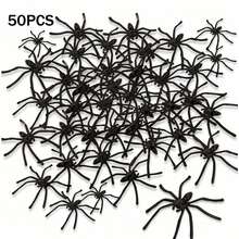 100 件万圣节黑色仿真蜘蛛、逼真假迷你蜘蛛、可怕的长腿塑料蜘蛛恐怖恶作剧道具、小蜘蛛配件、万圣节鬼屋蜘蛛户外装饰、万圣节室内派对装饰、花园装饰、庭院装饰、节日装饰、蛋糕装饰 - 黑色 - 查看 10