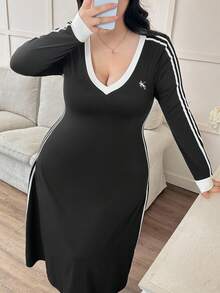 Modelyn Modisches Lässig Sexy Kleid in Große Größen für Damen, hochelastisches, weiches und bequemes besticktes Kleid, Lässig Kleid für junge Damen - Schwarz und Weiss - Übersicht 7