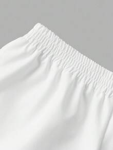 少女双面腰带，字母刺绣休闲阔腿裤，适合日常穿着、冬季、母女装，时尚秋季母女白色宽松阔腿裤 - 白色 - 查看 5