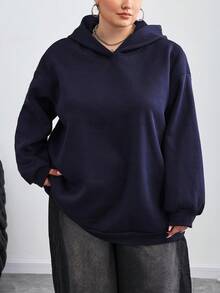 SHEIN CURVE+ Plus Size Women Casual Minimalist Vacation Ocean Life Sea Turtle Print Sweatshirt In Fall/Winter - Navy Blue - View 9