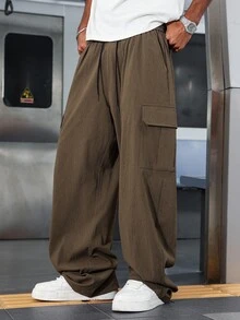 Manfinity Hypemode Pantaloni cargo casual da uomo, con coulisse, colore tinta unita, autunno