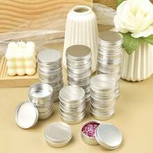 Bộ 24 hộp thiếc nhôm có thể tái sử dụng, hộp thiếc nhôm có nắp vặn và nhãn dán, hộp đựng mỹ phẩm cỡ nhỏ tiện dụng khi đi du lịch, dùng để đựng son dưỡng môi, kem dưỡng da, kem dưỡng ẩm, mặt nạ, nến mini, mỹ phẩm. - Bạc - Xem 10