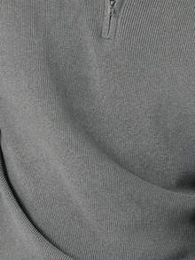 Manfinity Homme Plus Size Men's Solid Color Minimalist Casual Half Zip Long Sleeve Sweater, Fall Winter