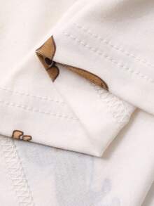 DAZY 小狗印花刺绣撞色边宽松女式睡袍睡衣 - 杏色 - 查看 8