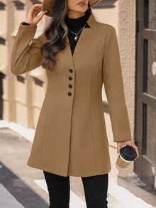 EMERY ROSE 女士休闲度假立领修身夹克 - 卡其色 - 查看 7