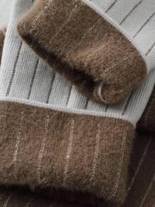 Franclia Damski sweter z prążkowanym dekoltem w serek, swobodny i modny, z podszewką termiczną, z długim rękawem, jesień/zima - Morela - Zobacz 4