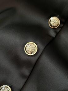 GlowEve Women's Autumn/Winter French Style V-Neck Sleeveless Satin Top, Elegant - Black - View 7