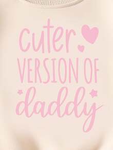 Felpa girocollo con stampa slogan carina per bambine, autunno/inverno - Cachi - Visualizzare 6