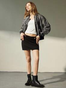 Aveloria Modichic New Women's Fashion PU Leather Bomber Jacket, Pocket Design, Classic Zipper, High-End Casual Cool Versatile Jacket For Ladies Fall Winter Cloth For Women