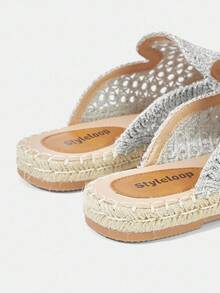 Styleloop 女士休闲平底帆布鞋，适合节日、万圣节、圣诞派对、音乐节、秋季 - 銀色 - 查看 4