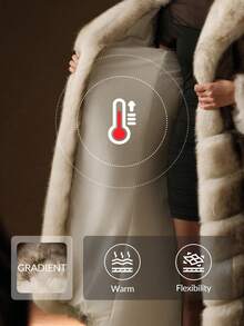 Anewsta Áo khoác dài lông nhân tạo chắp vá cổ điển, thời trang mùa đông - Đen và trắng - Xem 4