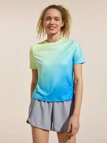 Easithlete 女士渐变色圆领短袖休闲百搭户外T恤