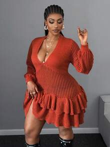 Maweii 万圣节大码毛衣裙 - 橘色 - 查看 2