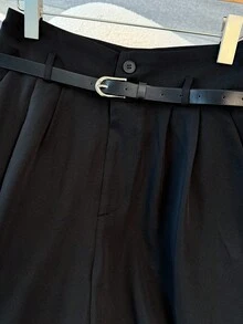 GlowEve CURVE Pantalones diarios casuales plisados de talla grande y unicolor - Negro - Ver 3