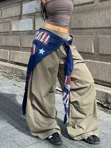 Coolane 女士秋季音乐会狂欢节外出文艺复兴博览会复古街头服饰围巾配饰阔腿裤 - 棕色 - 查看 1