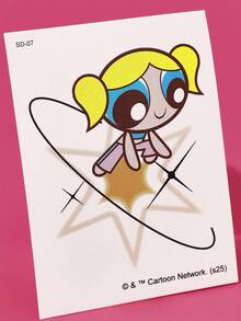 FanGlow THE POWERPUFF GIRLS X SHEIN 1 pieza Pegatina de tatuaje temporal a prueba de agua con diseño de burbujas de colores de dibujos animados, adecuada para hombro, cuello, clavícula, brazo, arte corporal - Multicolor - Ver 6