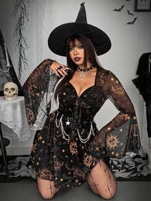 SHEIN Whyspr 万圣节大码连衣裙 - 黑色 - 查看 4