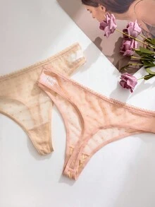 SHEIN Quần lót lọt khe lưới hình trái tim thông thường dành cho nữ 11 chiếc/gói - Nhiều màu - Xem 5