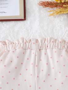 SHEIN Pantalones de niña bebé de estilo princesa con estampado de lunares 3D, de tela suave, adecuados para actividades tanto en interiores como en exteriores, de moda para otoño/invierno - Multicolor - Ver 3