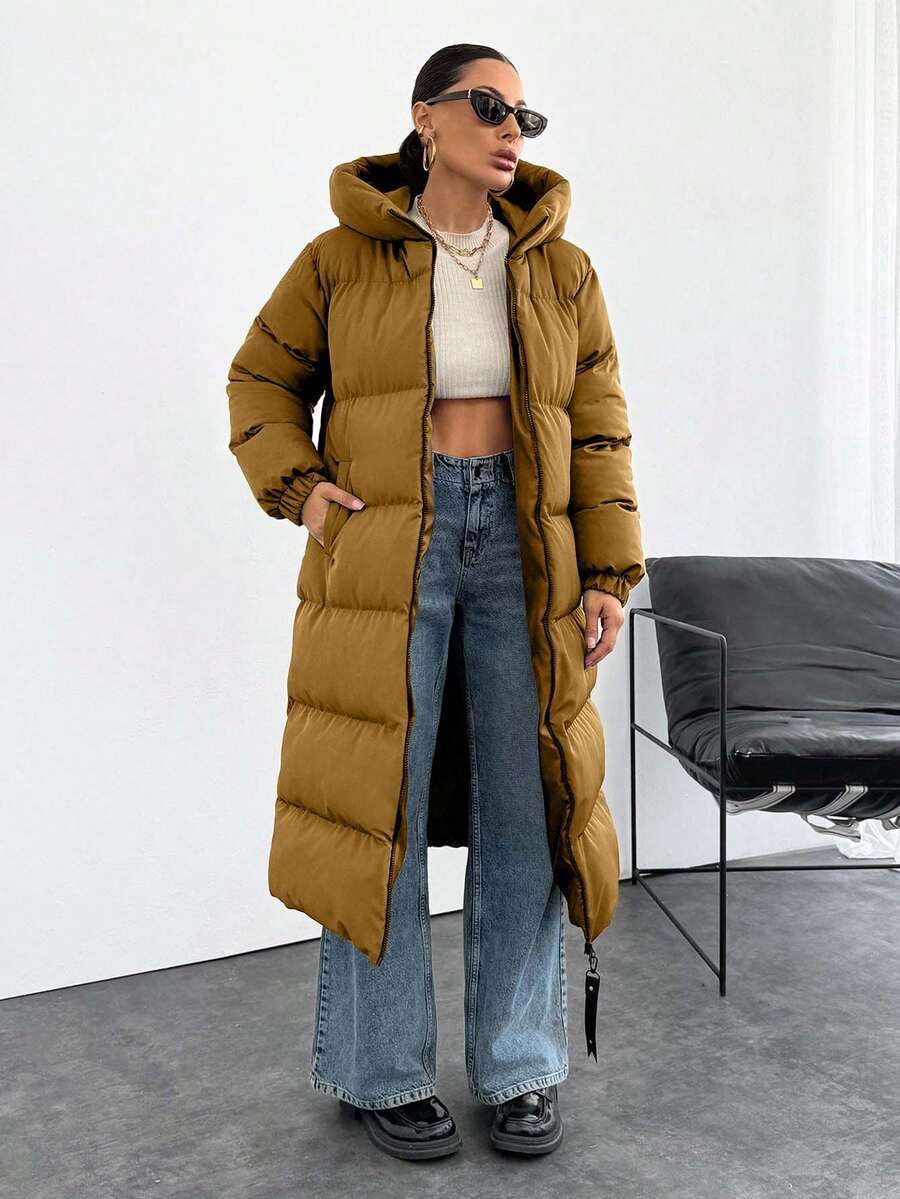 SHEIN Cottnline Premium Quality, Keep Warming Feature, Large Puller Puffer Wintercoat - Camel - View 1