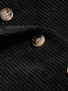 SHEIN EZwear 秋冬女士黑色梭织背心夹克 - 黑色 - 查看 3