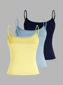 SHEIN EZwear 3pcs/Set Women's Sexy Cropped Camisole Tops, Suitable For Summer - Multicolor - View 2