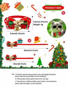 PETSIN 1 件宠物圣诞领结铃铛项圈，圣诞元素印花，狗领结，猫单蝴蝶结项圈，宠物节日装饰，宠物领结，宠物