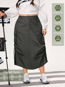 Jupes en jean grande taille pour la randonnée, protection solaire, légères et séchage rapide pour femmes. Pantalons de randonnée légers pour le camping et les activités de plein air pour femmes. - Militaire verte - Voir 1