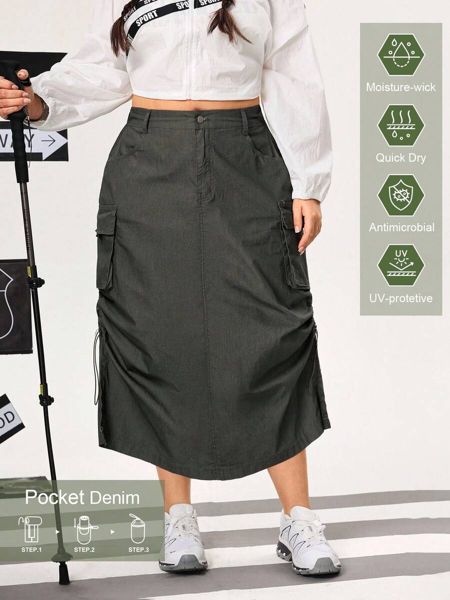 Jupes en jean grande taille pour la randonnée, protection solaire, légères et séchage rapide pour femmes. Pantalons de randonnée légers pour le camping et les activités de plein air pour femmes. - Militaire verte - Voir 1