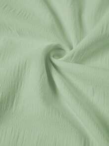Ellevyn Women's Woven Jacquard Texture Spring Style Deep V-Neck Solid Color Ruffle Hem Lace Trim Summer Dress - Mint Green - View 6