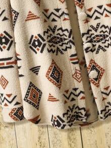 Lacomfia 大码女式休闲假日全身几何印花羊毛夹克，秋冬 - 彩色 - 查看 4