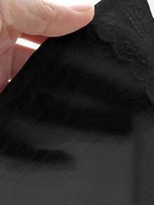 DAZY 优雅立领泡泡袖女式衬衫长袖上衣 - 黑色 - 查看 3