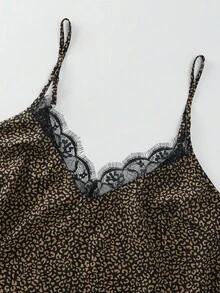 SHEIN VCAY 大码女式豹纹无袖V领荷叶边宽松休闲上衣，西部风格图案 - 黑色 - 查看 3
