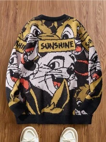 Manfinity Roghcode Suéter con estampado de dibujos animados de moda para hombres en otoño/invierno - Multicolor - Ver 2