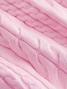 SHEIN MOD Women's Autumn Cable Cable Pattern Waist Fold Knitted Short Skirt,Halloween,Back To School,Y2k - Pink - View 5