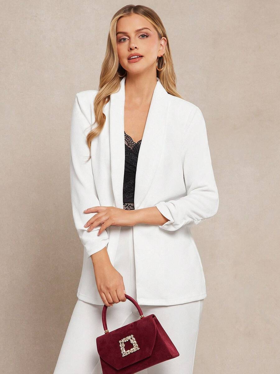 SHEIN Clasi Áo khoác blazer trơn cổ khăn choàng cho mùa thu/đông