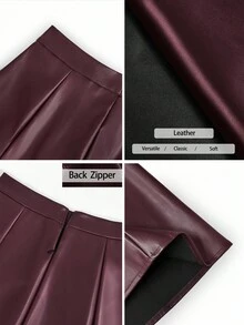 Pariaura Women's Burgundy Pu Leather Zipper And A-Line Halloween Costume Party Elegant Skirt For Party Wedding Guest Skirt For Women Going Out Winter Clothes For Women Elegant Party Autumn Clothes Winter Christmas Skirt Fall Clothes For Women Chic Classy Outfits For Women Casual Women Outfits Brown Skirt Christmas Clothes Christmas Outfit For Women Halloween Clothes Women Skirt