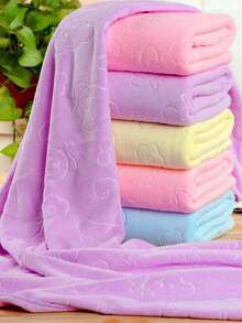 SHEIN 1件套超细纤维毛巾套装压花熊图案速干浴巾沙滩巾超柔软吸水豪华水疗泳池毛巾礼物 - 彩色 - 查看 6