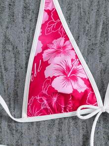 Bellisia Conjunto de biquíni feminino de 3 peças, estampa floral, saia halter, estilo casual para férias, praia, festival de música, verão